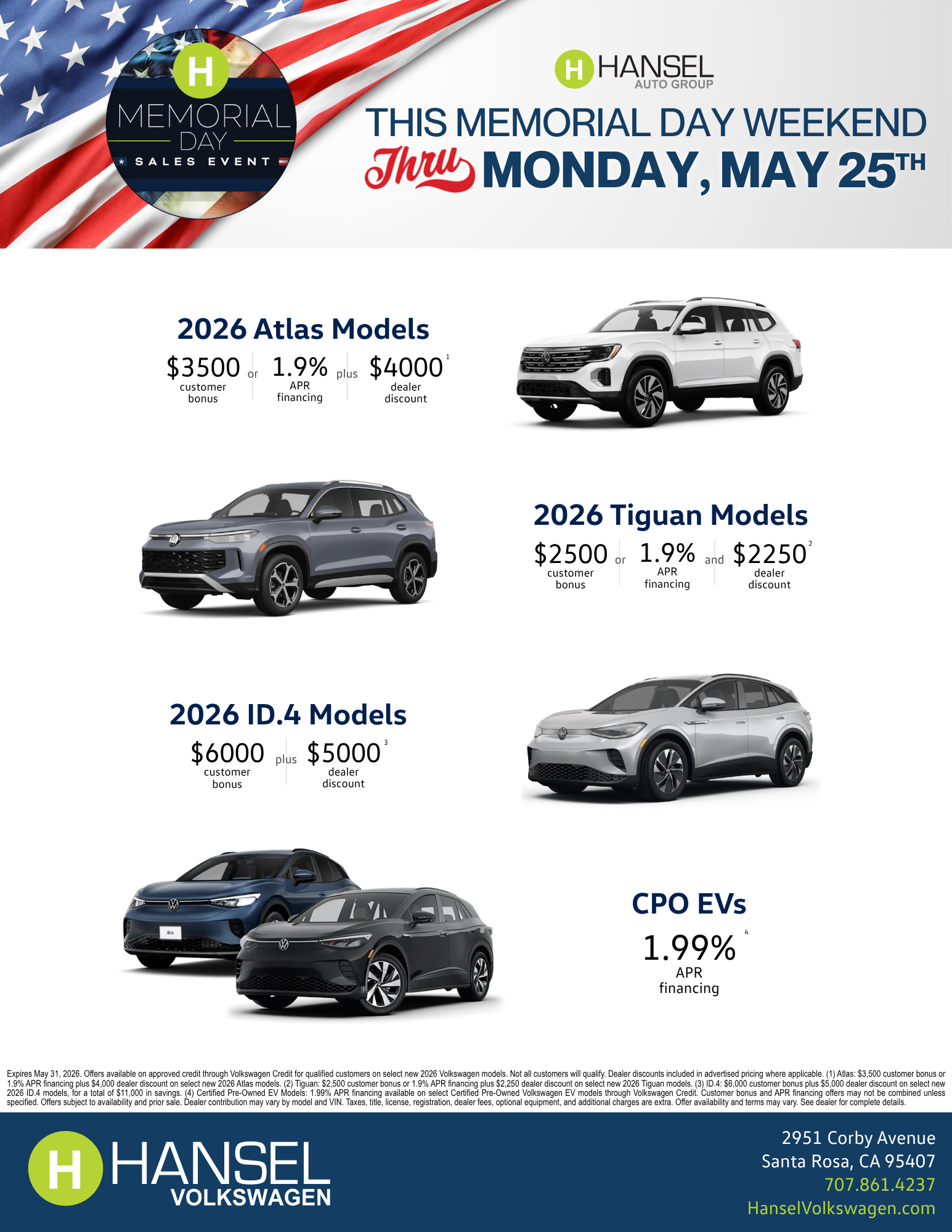 Volkswagen Memorial Day Specials