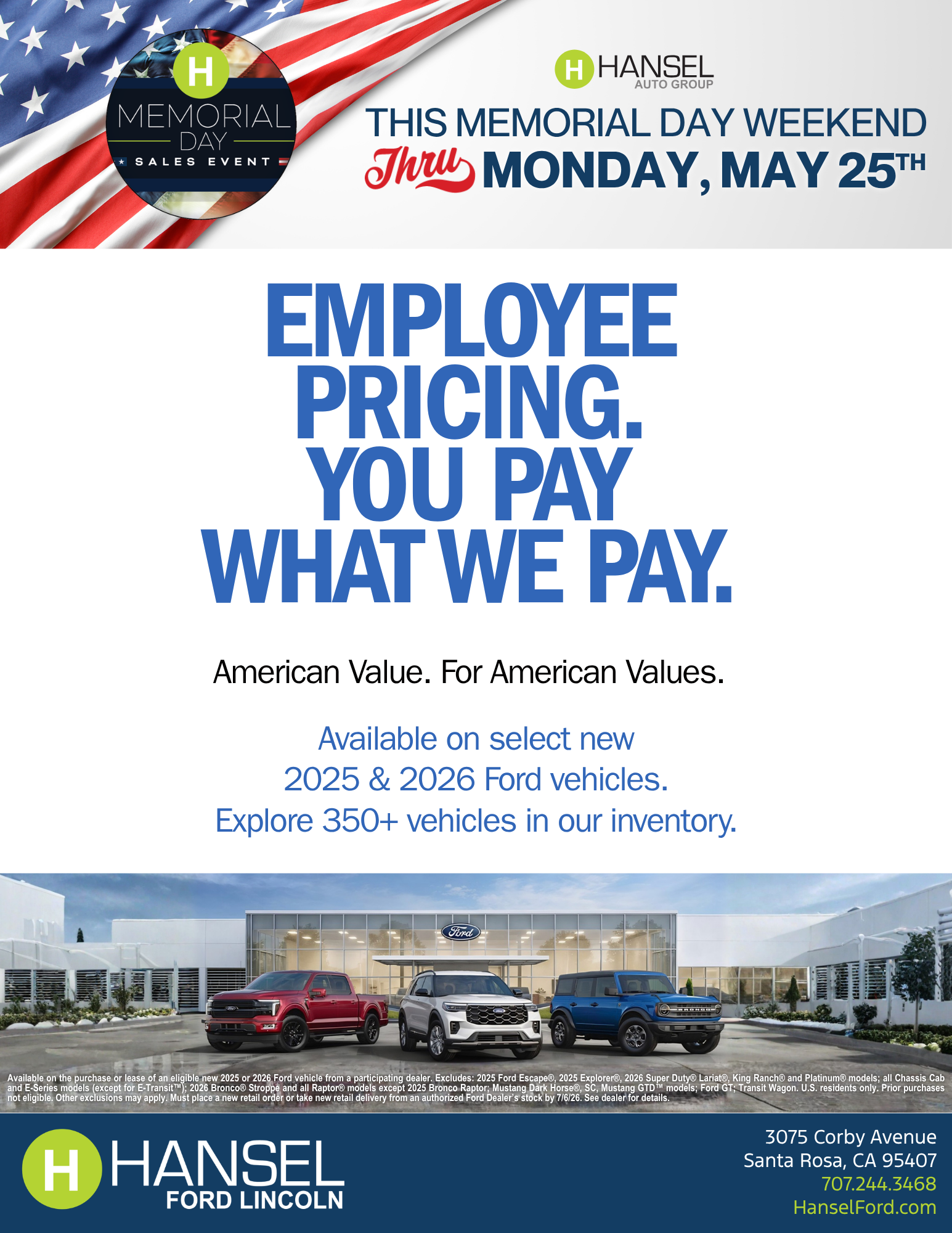 Ford Memorial Day Specials
