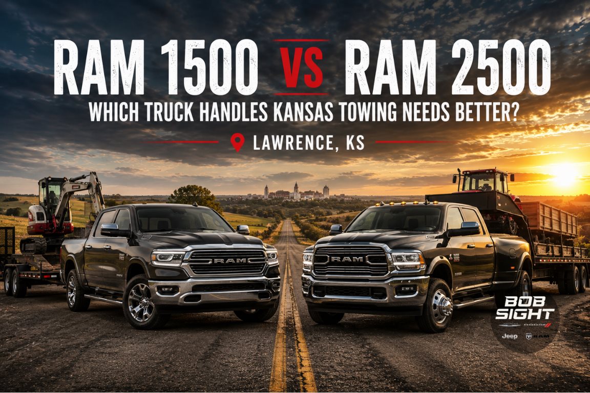 Ram 1500 vs Ram 2500 in Lawrence KS comparing Kansas towing needs for truck drivers