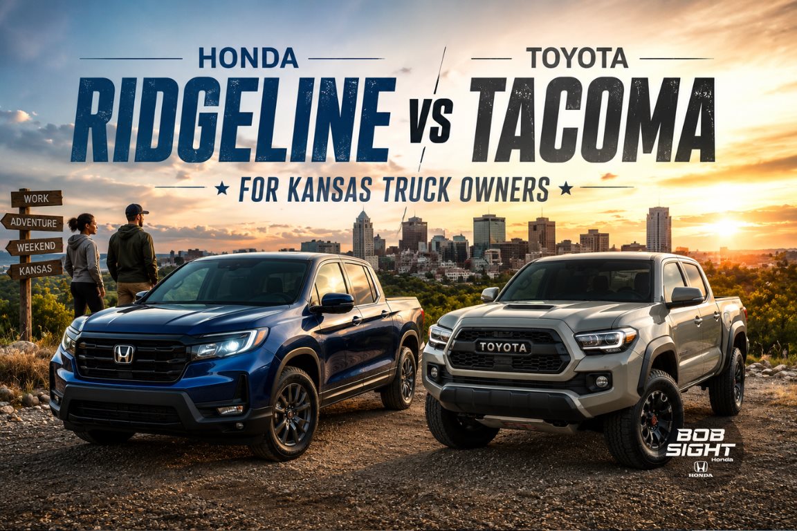 Honda Ridgeline vs Toyota Tacoma comparison for Kansas truck owners near Lawrence KS at Bob Sight Honda