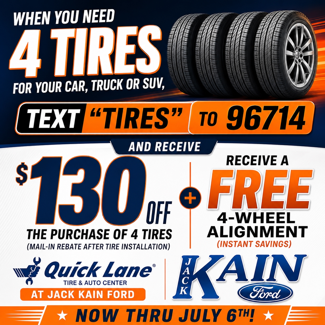 Text “TIRES” to 96714