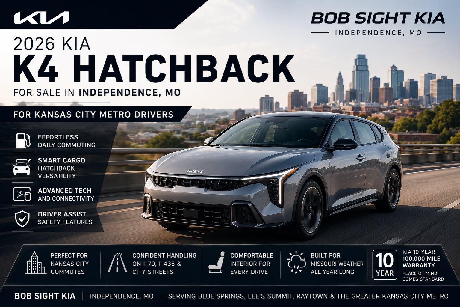2026 Kia K4 Hatchback for sale in Independence Missouri at Bob Sight Kia serving Kansas City commuters