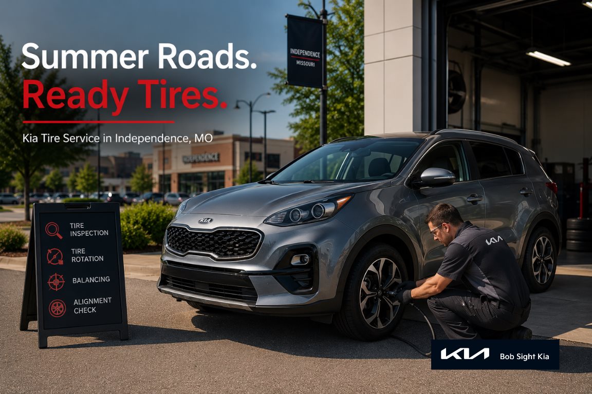 Kia tire service in Independence Missouri at Bob Sight Kia for summer driving and Kansas City road trip preparation