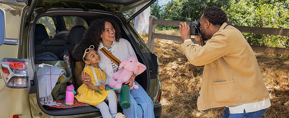 Forester Hybrid cargo space with rear gate open