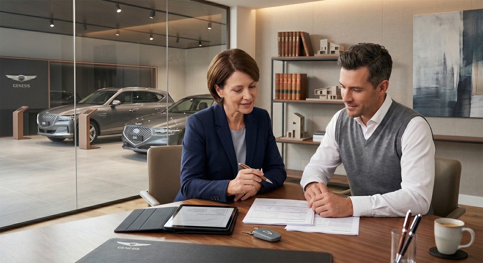 Genesis financing paperwork and vehicle keys
