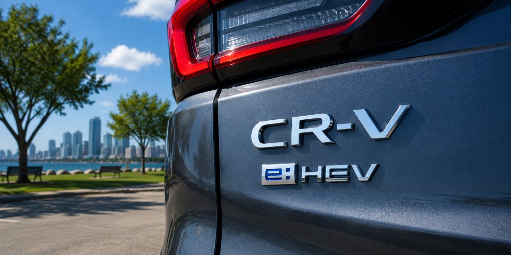2026 Honda CR-V parked outside Brickell Honda in Miami, three-quarter front view