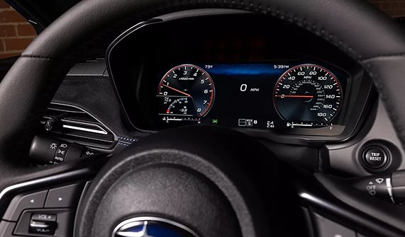 WRX GT fully digital high-resolution instrument cluster displaying vehicle performance data
