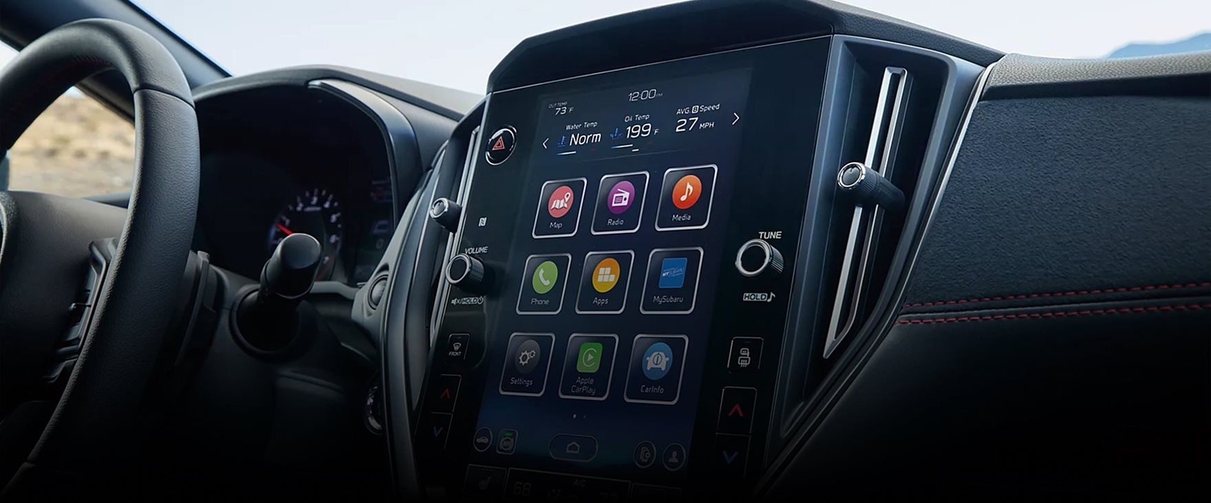 2026 Subaru WRX interior showcasing the standard 11.6-inch Subaru Multimedia System touchscreen display
