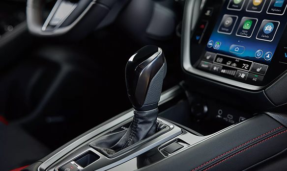 2026 Subaru WRX open trunk showing 12.5-cubic-foot cargo space with 60/40-split flat-folding rear seats