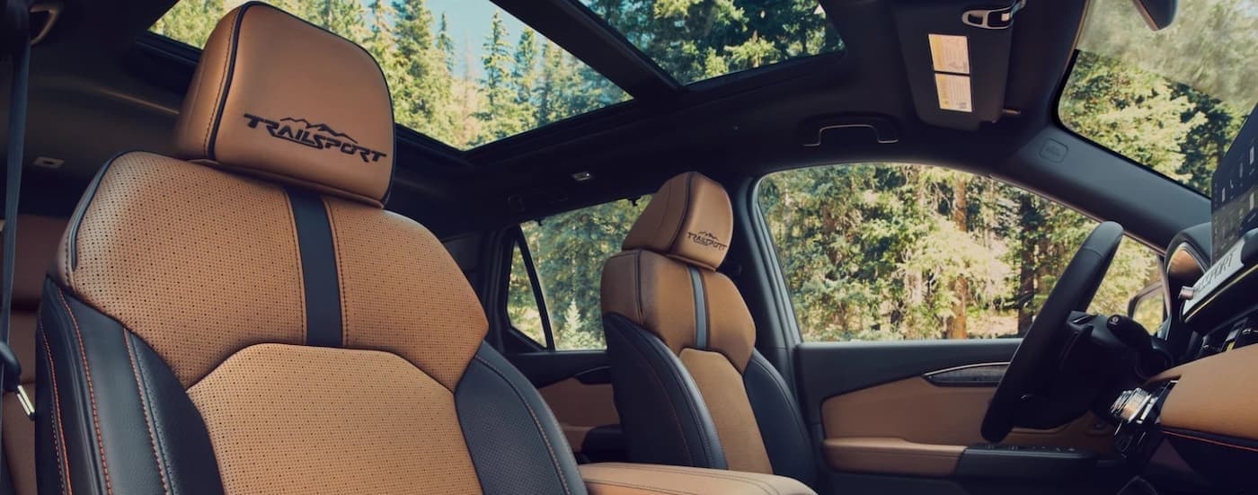 Black and brown interior in a 2026 Honda Passport TrailSport Elite.