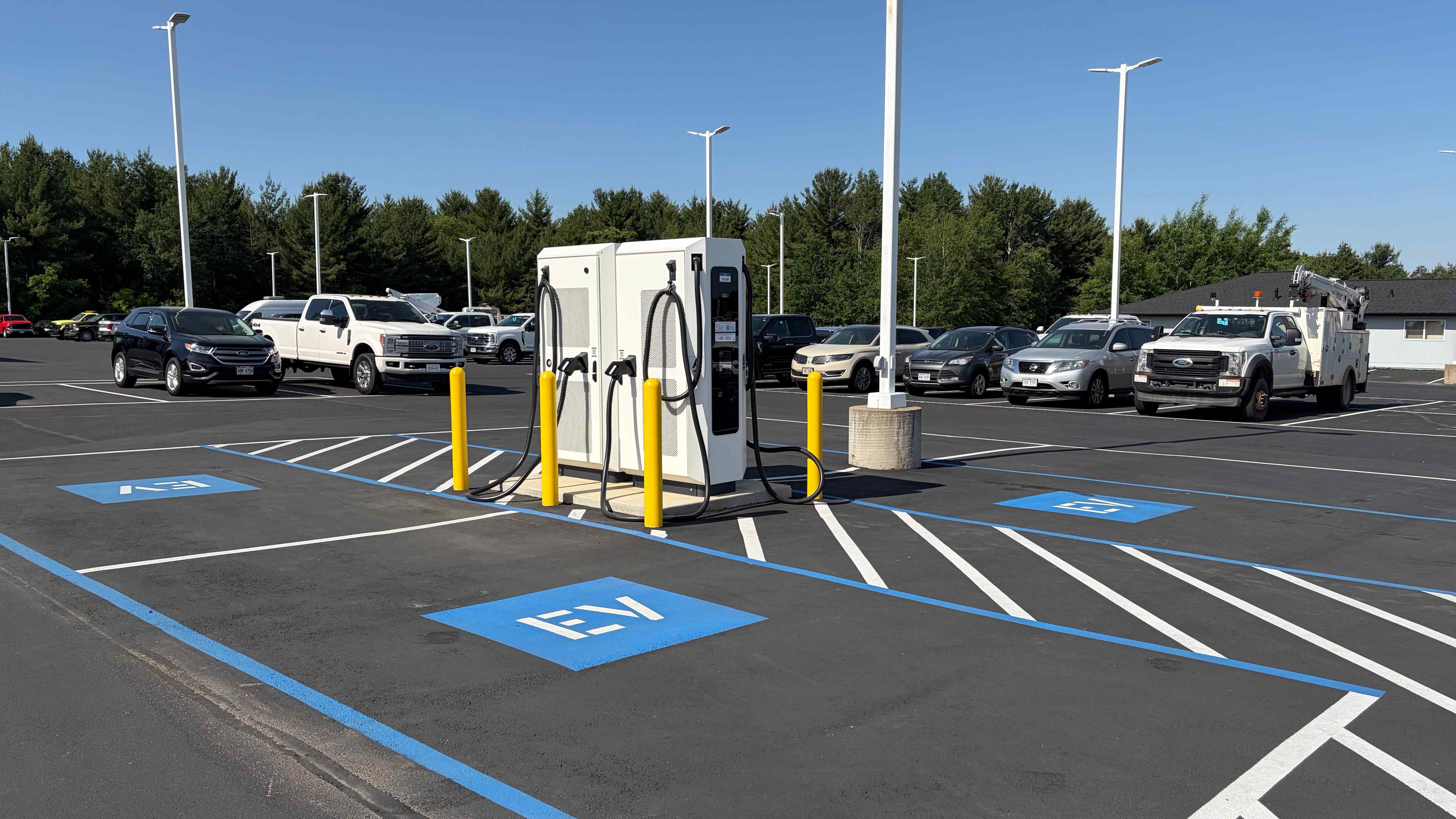 Public EV charging station at Eau Claire Ford with Level 2 and Level 3 DC fast chargers