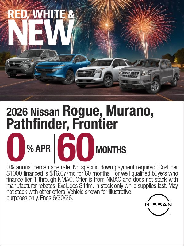2026 Nissan Rogue, Murano, Pathfinder, Frontier
