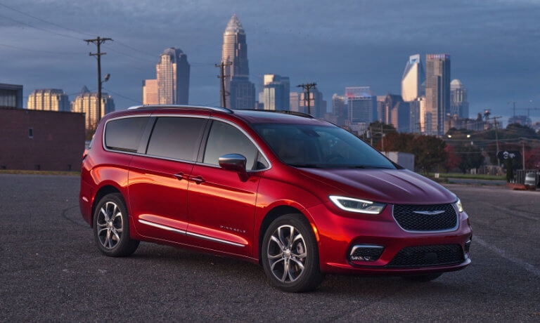 2026 Chrysler Pacifica in front of city skyline