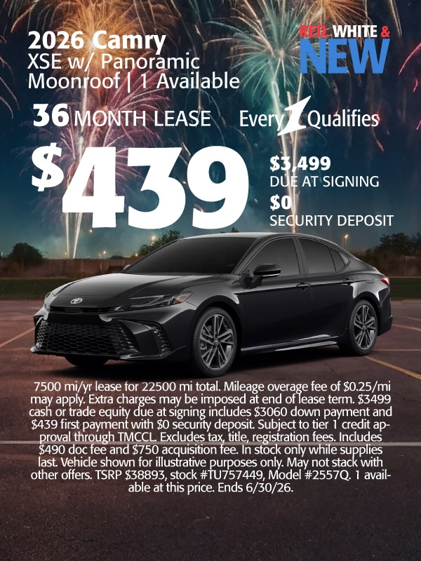 2026 Camry XSE w/Panoramic Moonroof