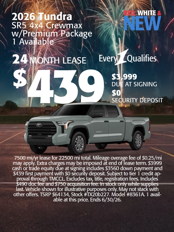 2026 Tundra SR5 4x4  Crewmax w/Premium Package
