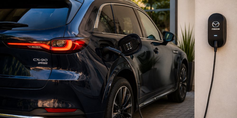 Mazda CX-50 Hybrid on a service lift at Brickell Mazda in Miami