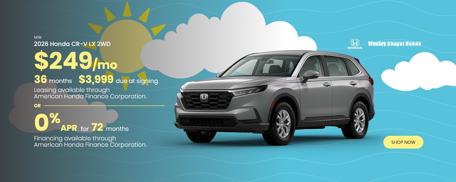 Lease a New Honda CR-V LX 2WD for as low as $249 Per Month for 36 Months