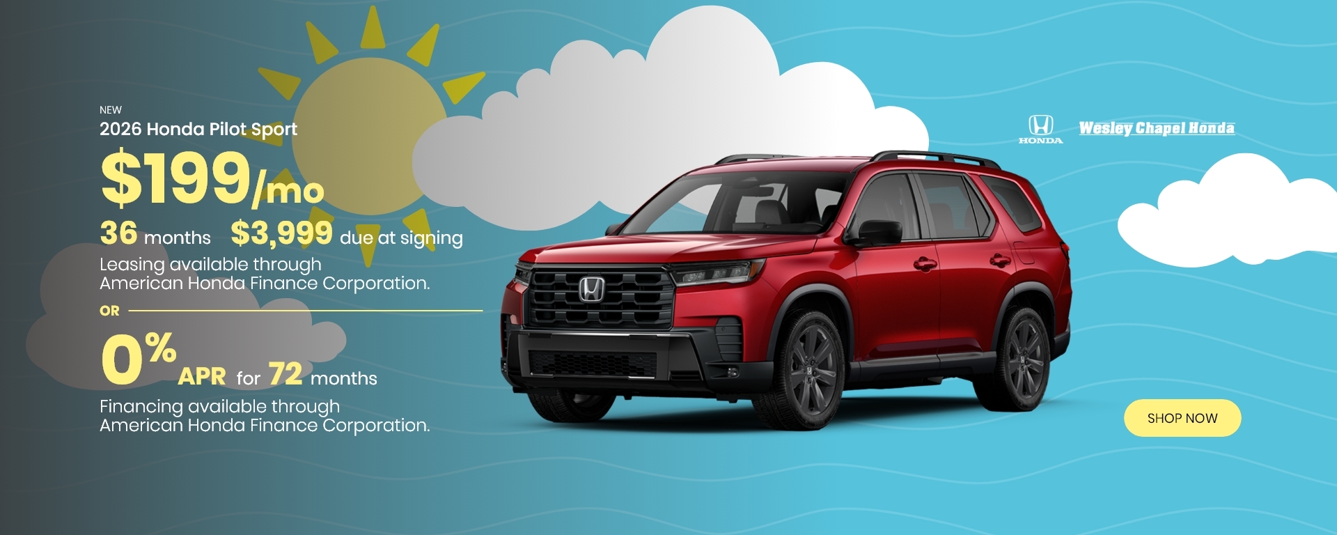 Lease a New Honda Pilot Sport for as low as $199 Per Month for 36 Months