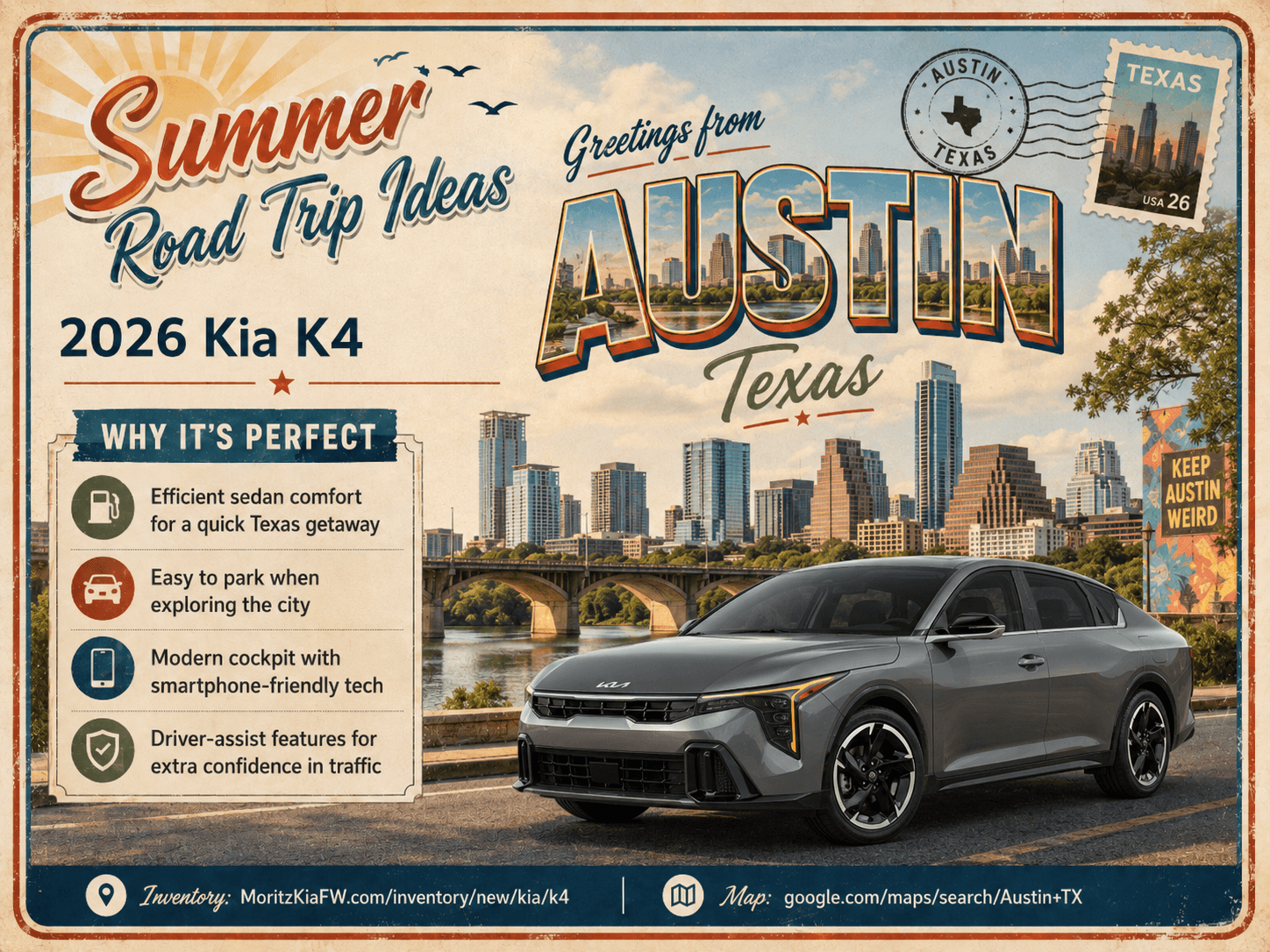 2026 Kia K4 Austin road trip