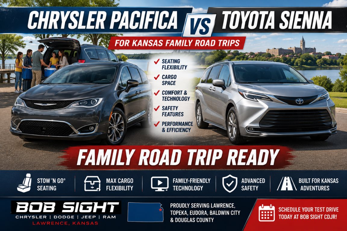 Chrysler Pacifica vs Toyota Sienna comparison for Kansas family road trips