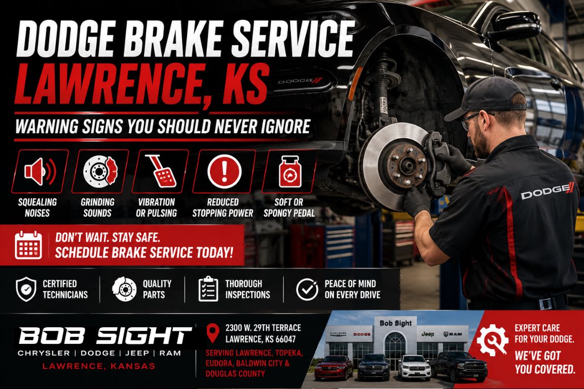 Dodge brake service in Lawrence KS with warning signs drivers should never ignore
