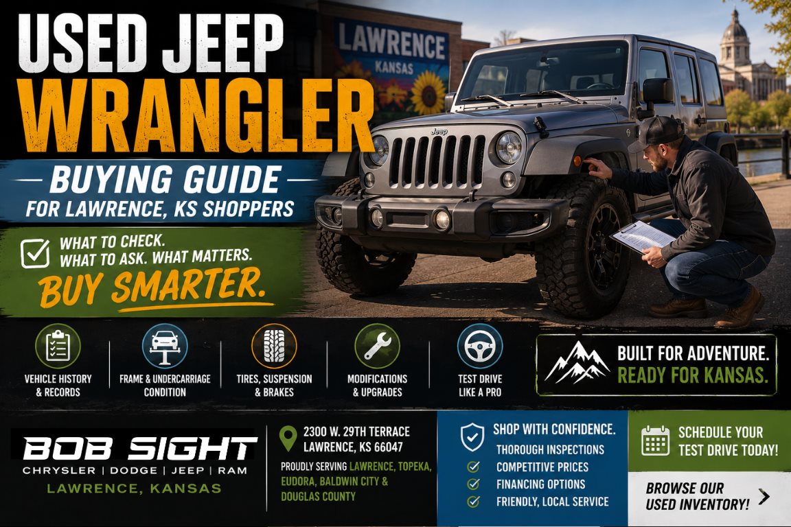 Used Jeep Wrangler buying guide for Lawrence KS shoppers looking for a reliable pre-owned SUV