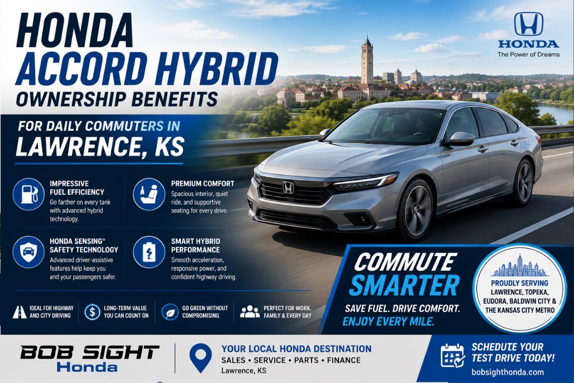 Honda Accord Hybrid ownership benefits for daily commuters in Lawrence KS including fuel efficiency comfort and long term value at Bob Sight Honda