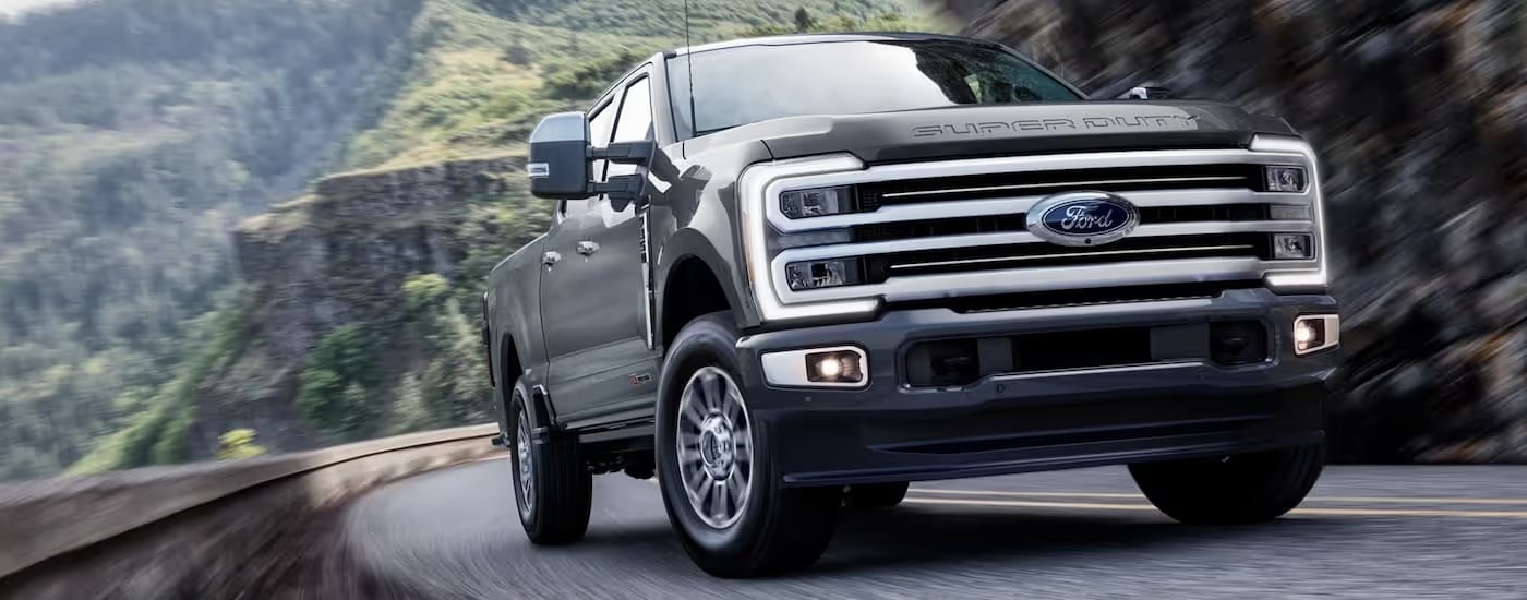 Gray 2026 Ford Super Duty driving on a highway