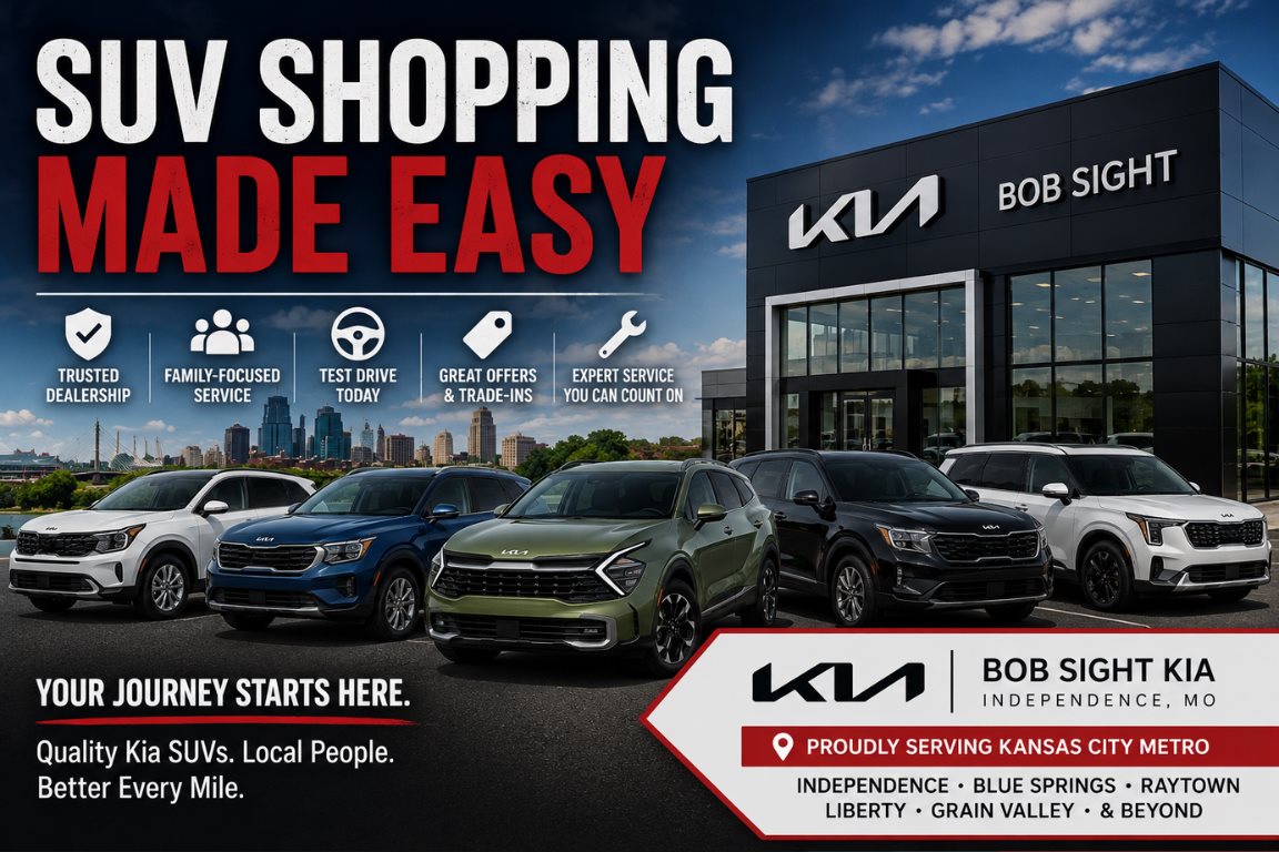 Kia dealership in the Kansas City Metro near Independence Missouri for trusted SUV shopping at Bob Sight Kia