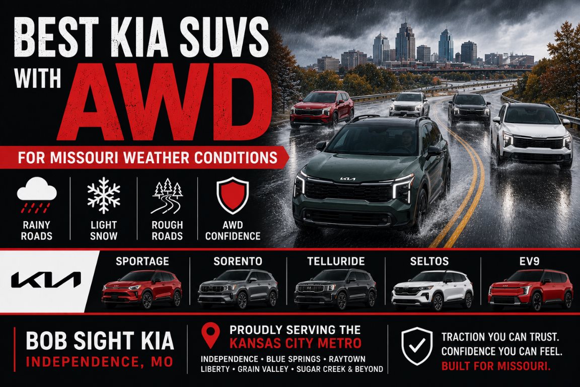 best Kia SUVs with AWD for Missouri weather conditions at Bob Sight Kia in Independence serving Kansas City area drivers