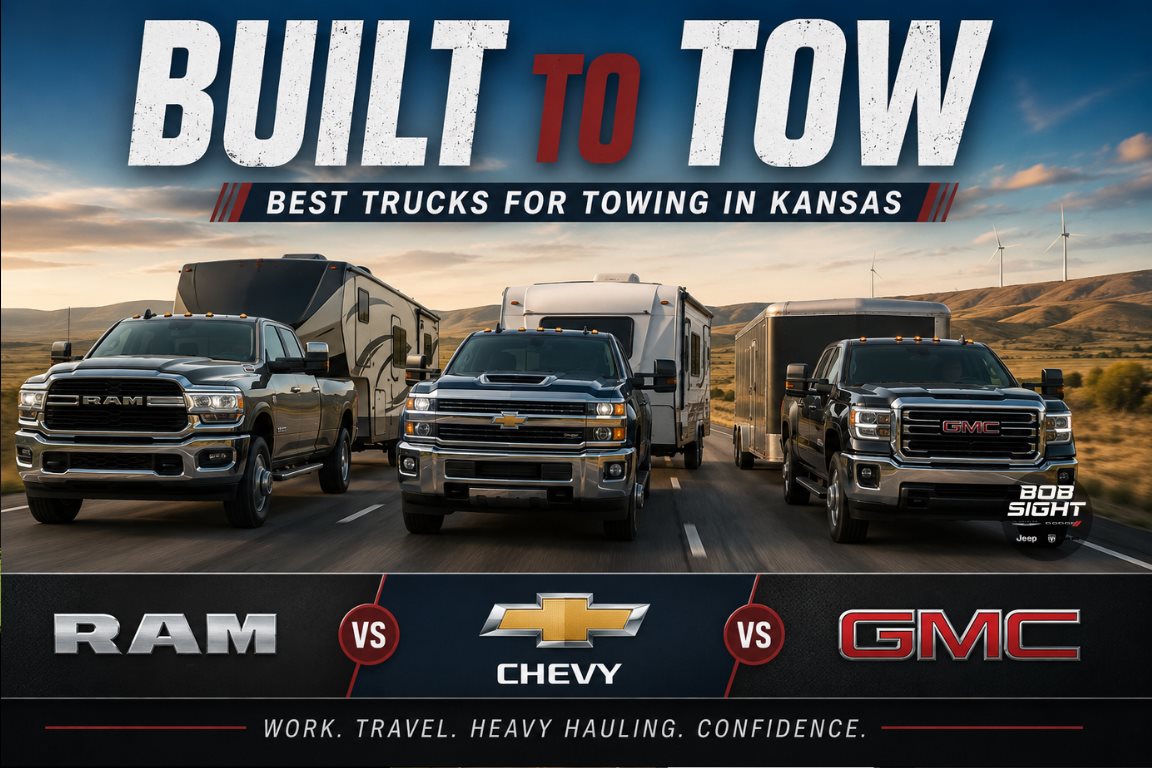 Best trucks for towing in Kansas comparing Ram Chevy and GMC for work campers and heavy hauling