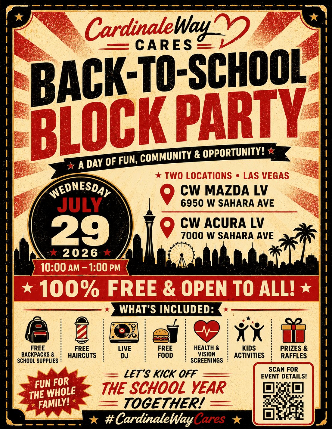 CardinaleWay Cares: Back-to-School Block Party at CardinaleWay Acura Las Vegas — Free Family Event July 29, 2026