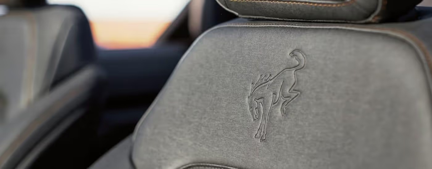 2026 Ford Bronco front seat with the logo embossed on it