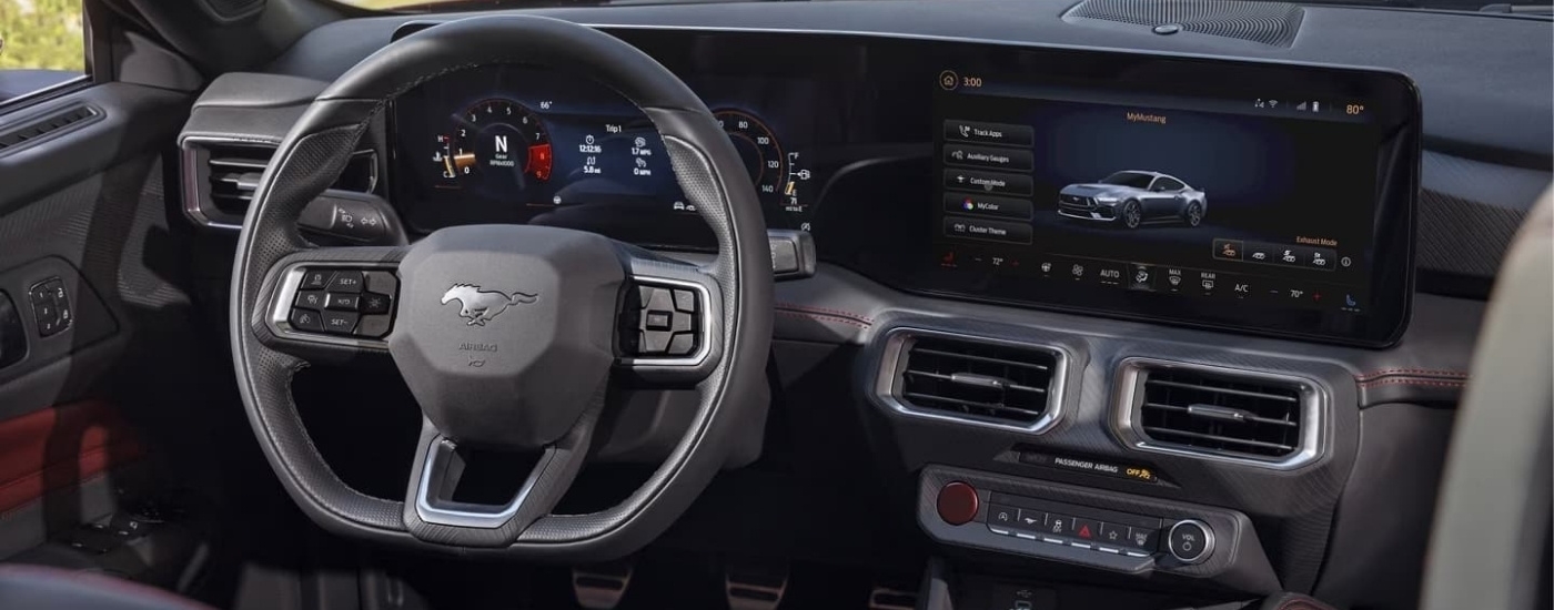 Gray interior and dash of a 2024 Ford Mustang