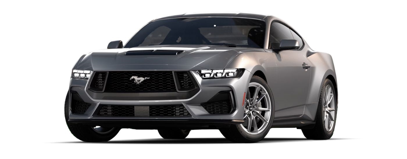 Silver 2025 Ford Mustang GT Premium angled left