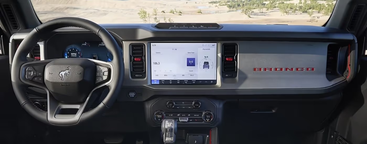 Infotainment and digital gauge cluster on a 2025 Ford Bronco