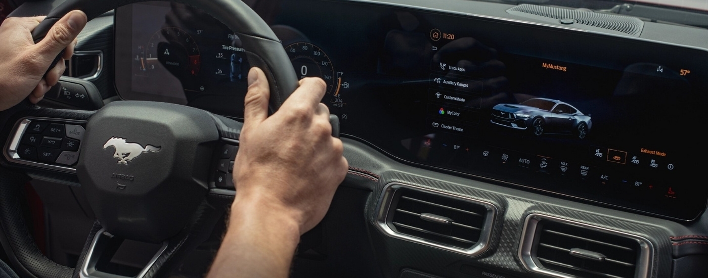 Infotainment screen in a 2025 Ford Mustang