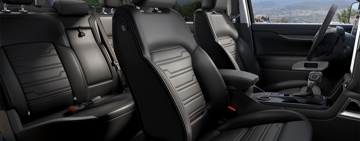 Black leather interior in a 2025 Ford Ranger