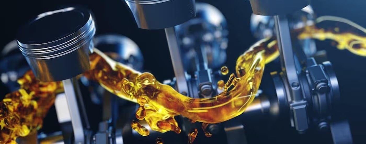 Oil is shown flowing through an engine.