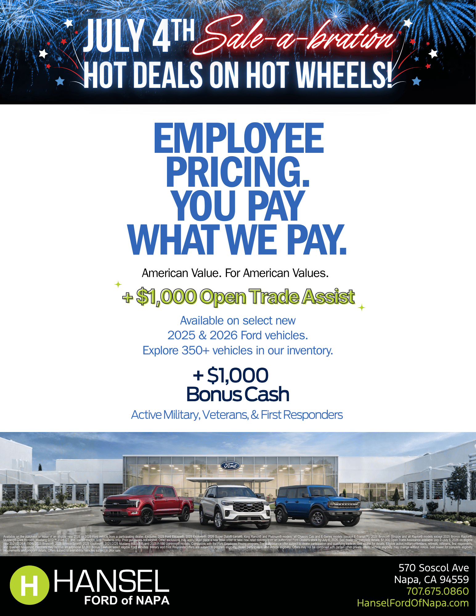 Hansel Ford of Napa Special Offers