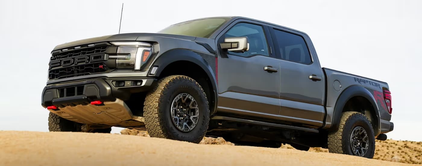 Grey 2026 Ford F-150 Raptor R parked on sand
