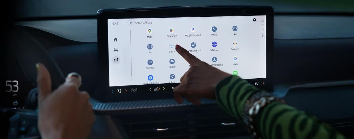Close up of the infotainment screen in a 2025 Ford Explorer.
