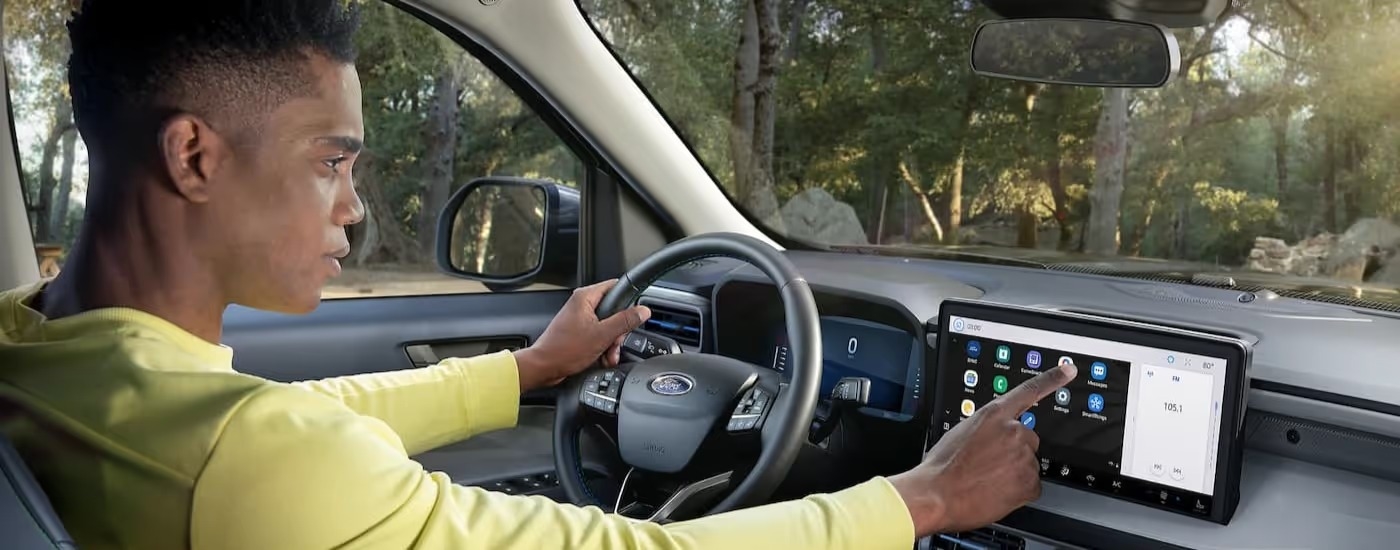 The black dash is shown in a 2025 Ford Maverick.