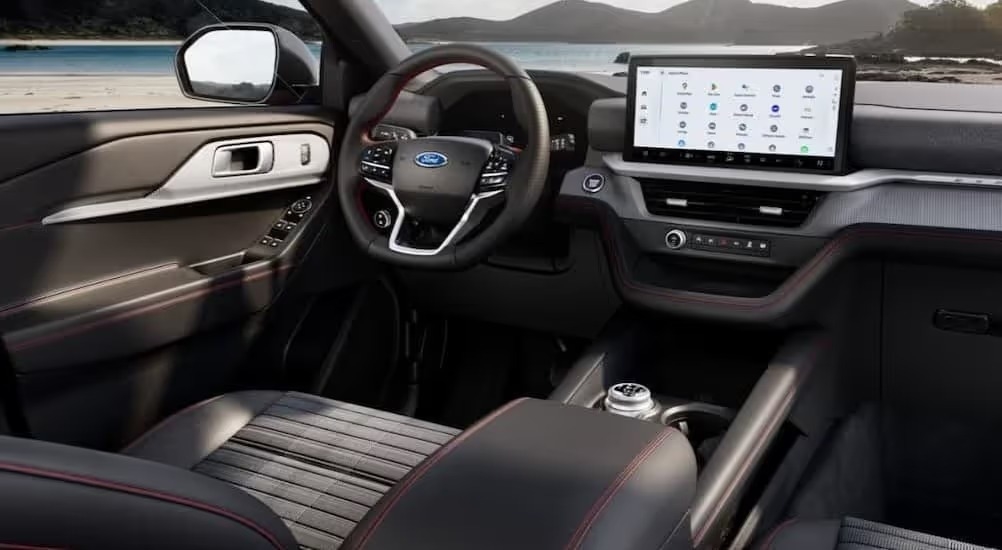 Gray interior and dash in a 2026 Ford Explorer.