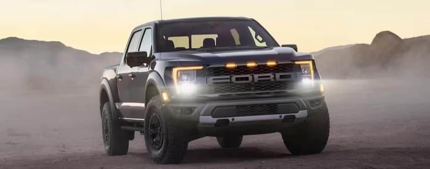 A gray 2024 Ford F-150 parked offroad.