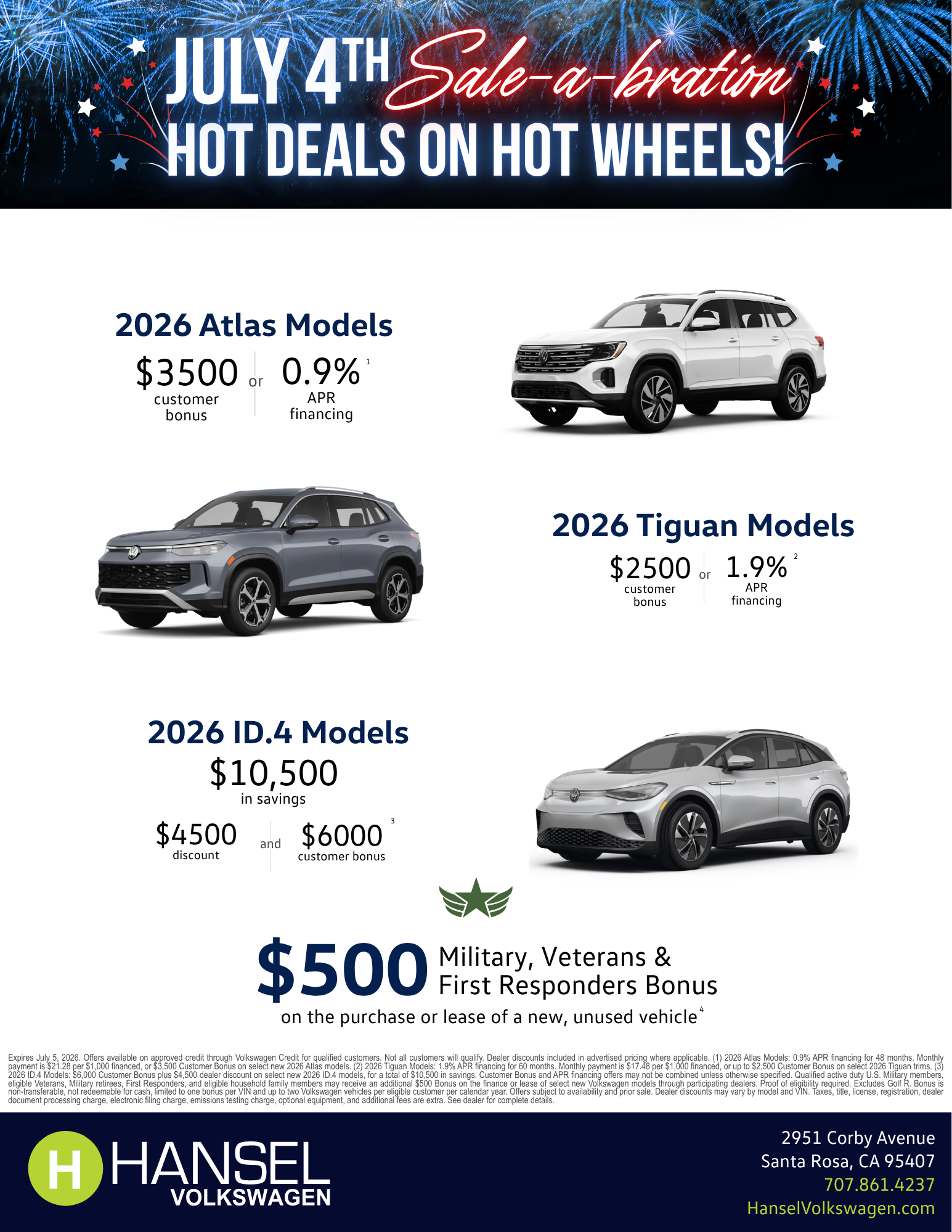 Hansel Volkswagen Special Offers