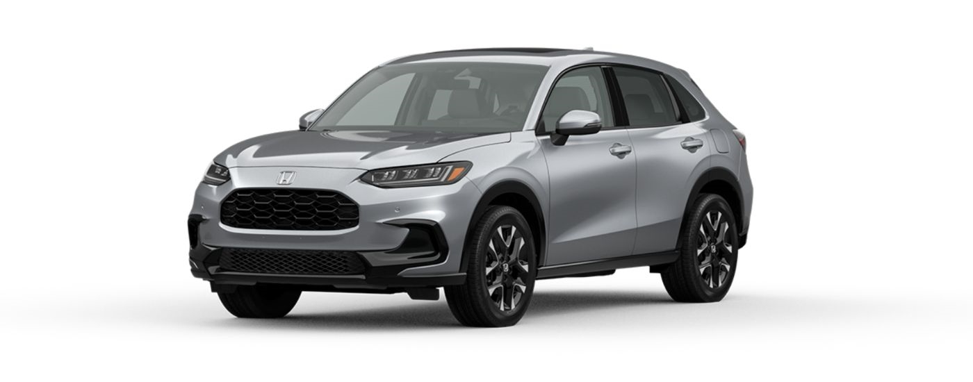 A silver 2027 Honda HR-V angled left on a white background.
