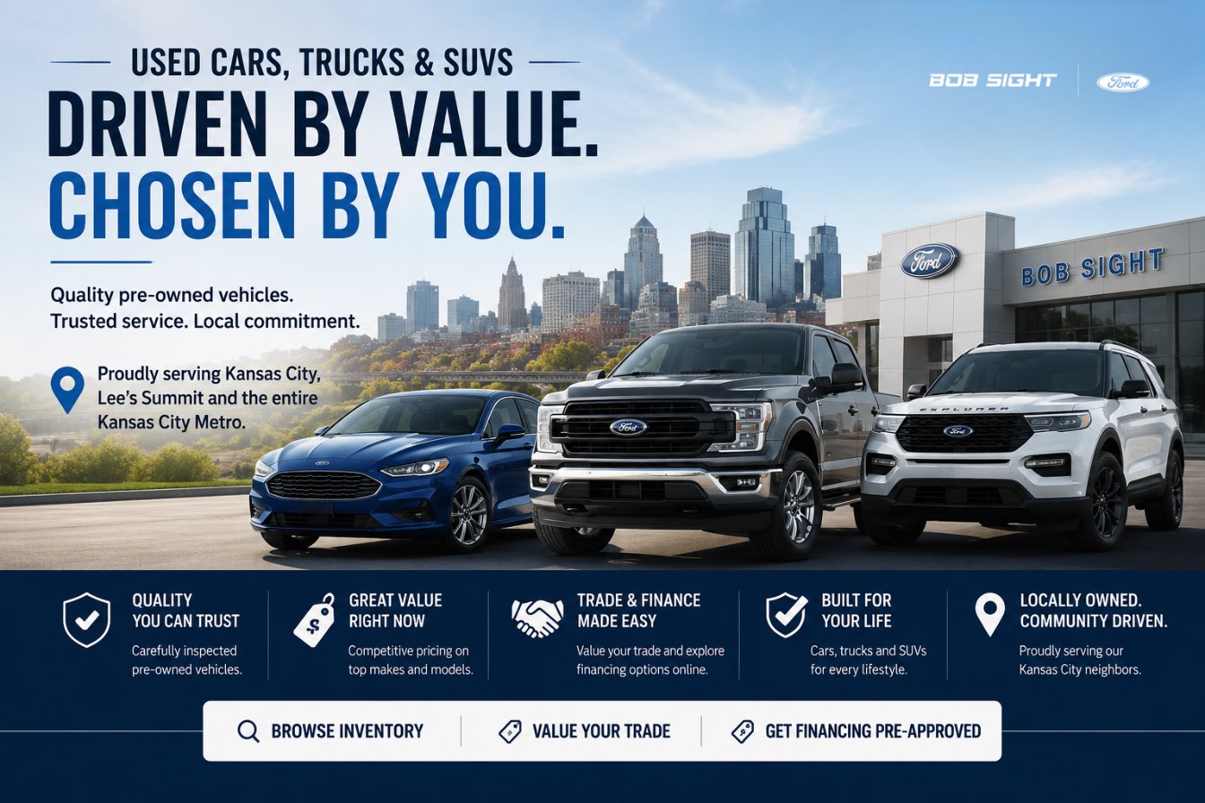 Ford used vehicle shopping graphic for Bob Sight Ford in Lee's Summit MO