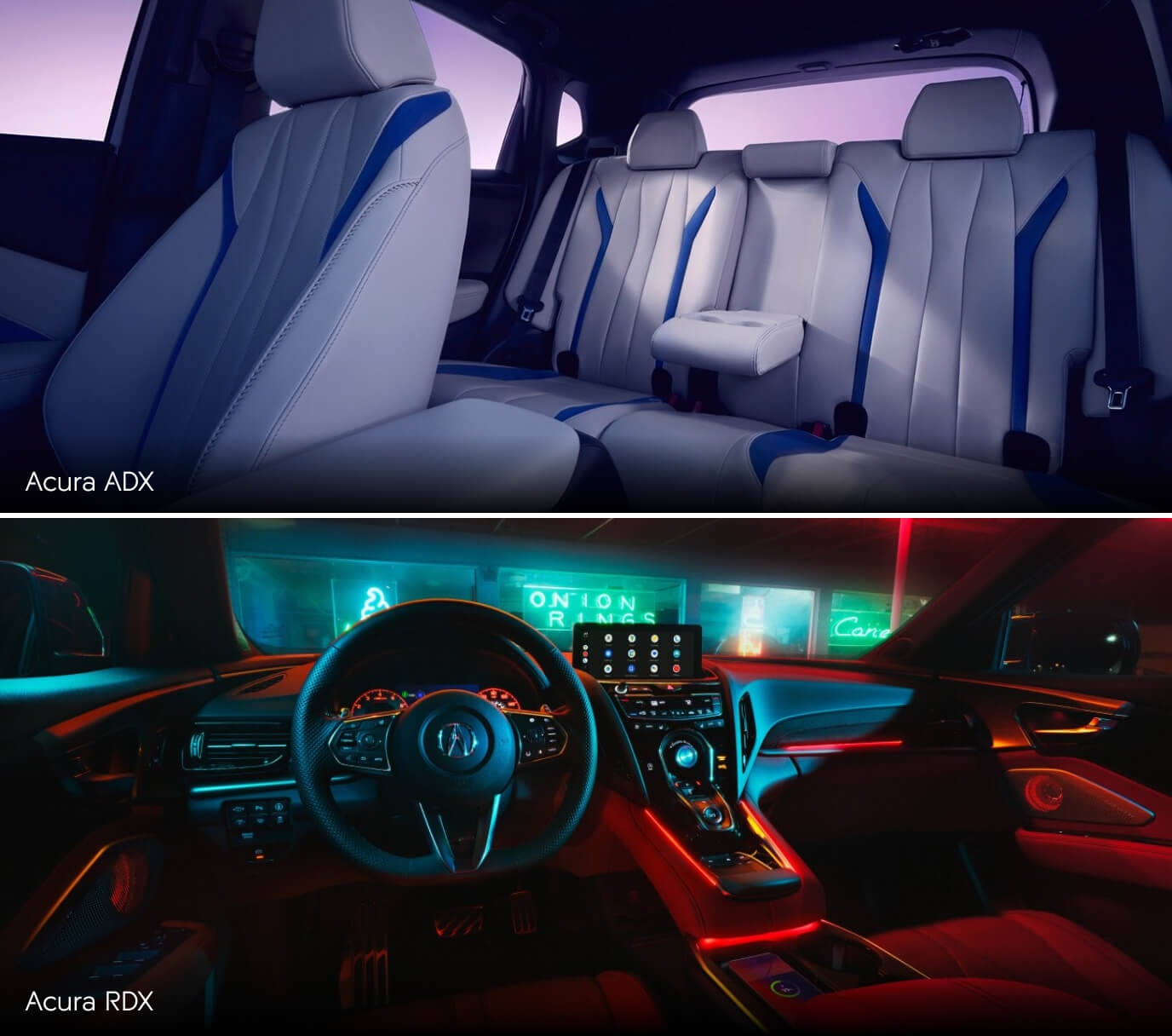 Interior view of an Acura RDX, showing the spacious rear seating. Interior view of an Acura RDX cockpit.