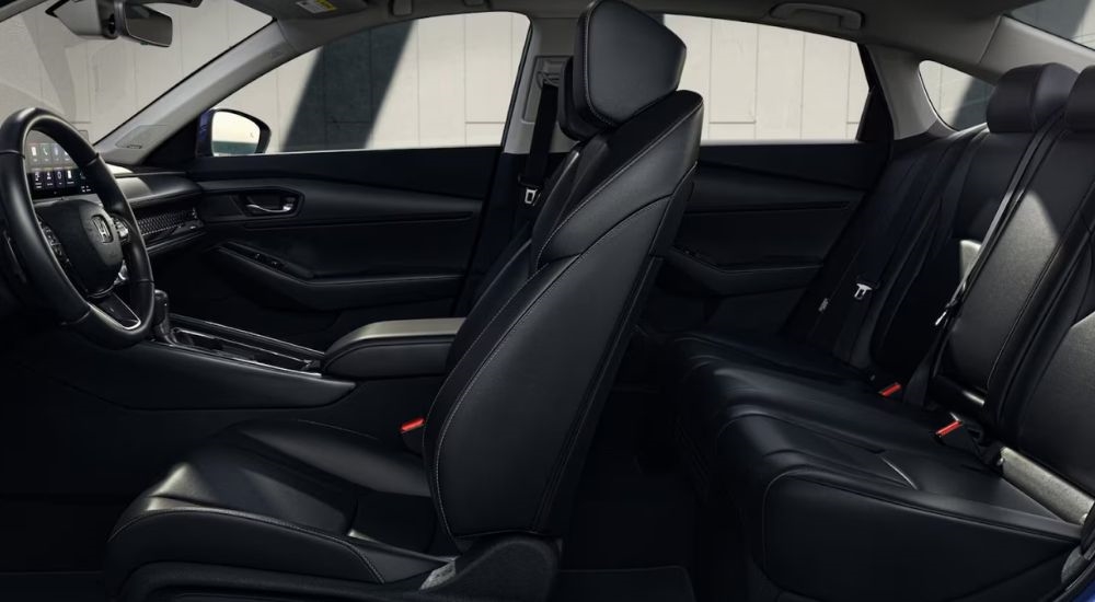 Interior view of the black leather seats in a 2026 Honda Accord.